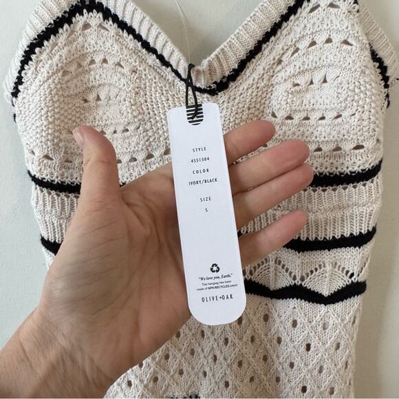 NWT Olive & Oak Off White and Black Crochet Summer Boho Midi Dress S - Picture 10 of 10
